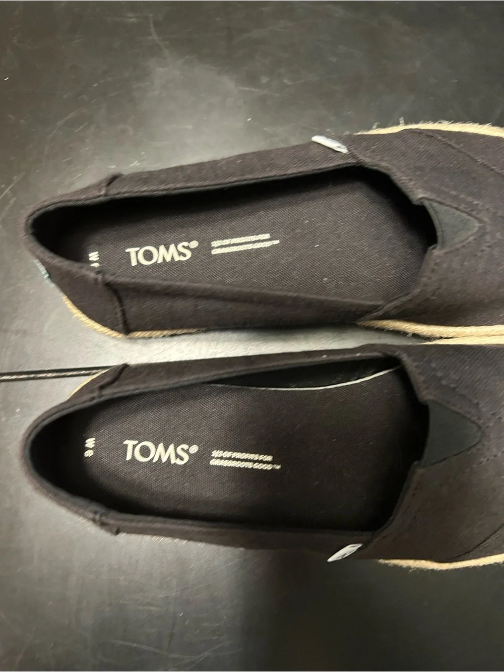 NWOT Toms Black Canvas Espadrille-Style Slip-Ons